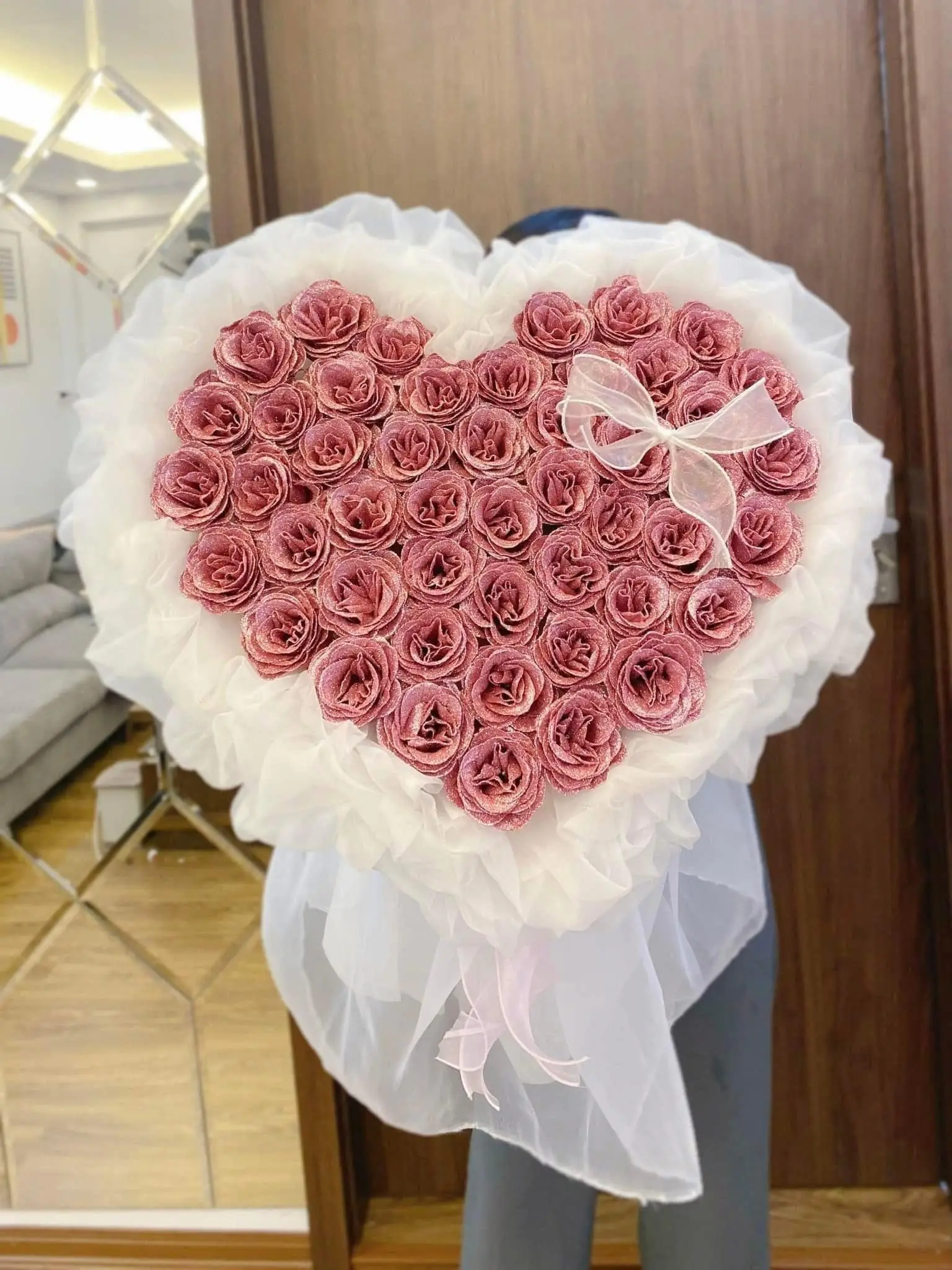 Ảnh 3 của Bó Hoa Hình Trái Tim Hồng Trắng & Hồng Đỏ & Hồng - Valentine