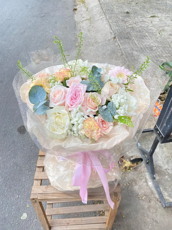 Ảnh 8 của Bó Hoa Hồng Phấn & Hoa Baby & Hồng - Valentine
