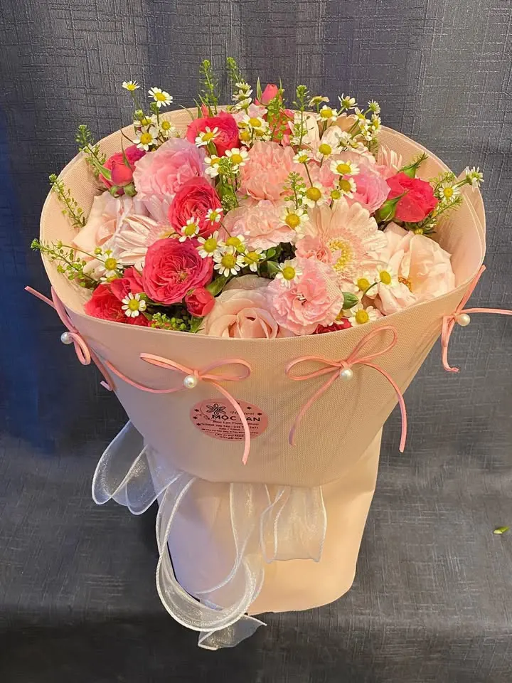 Ảnh 4 của Bó Hoa Hồng Phấn & Hoa Baby & Hồng - Valentine