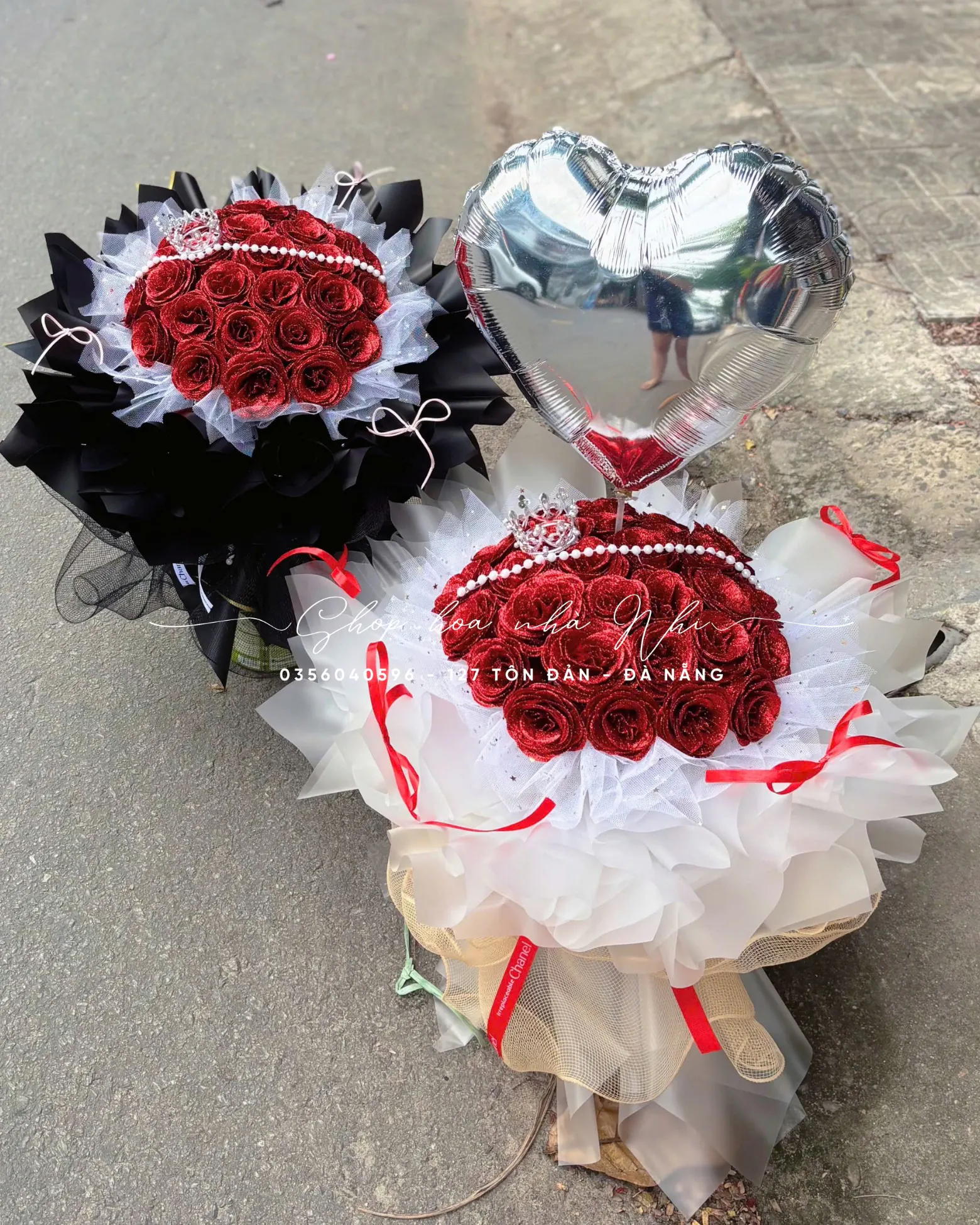 Ảnh 10 của Bó Hoa Hồng Trắng & Cúc Hồng & Hồng - Valentine
