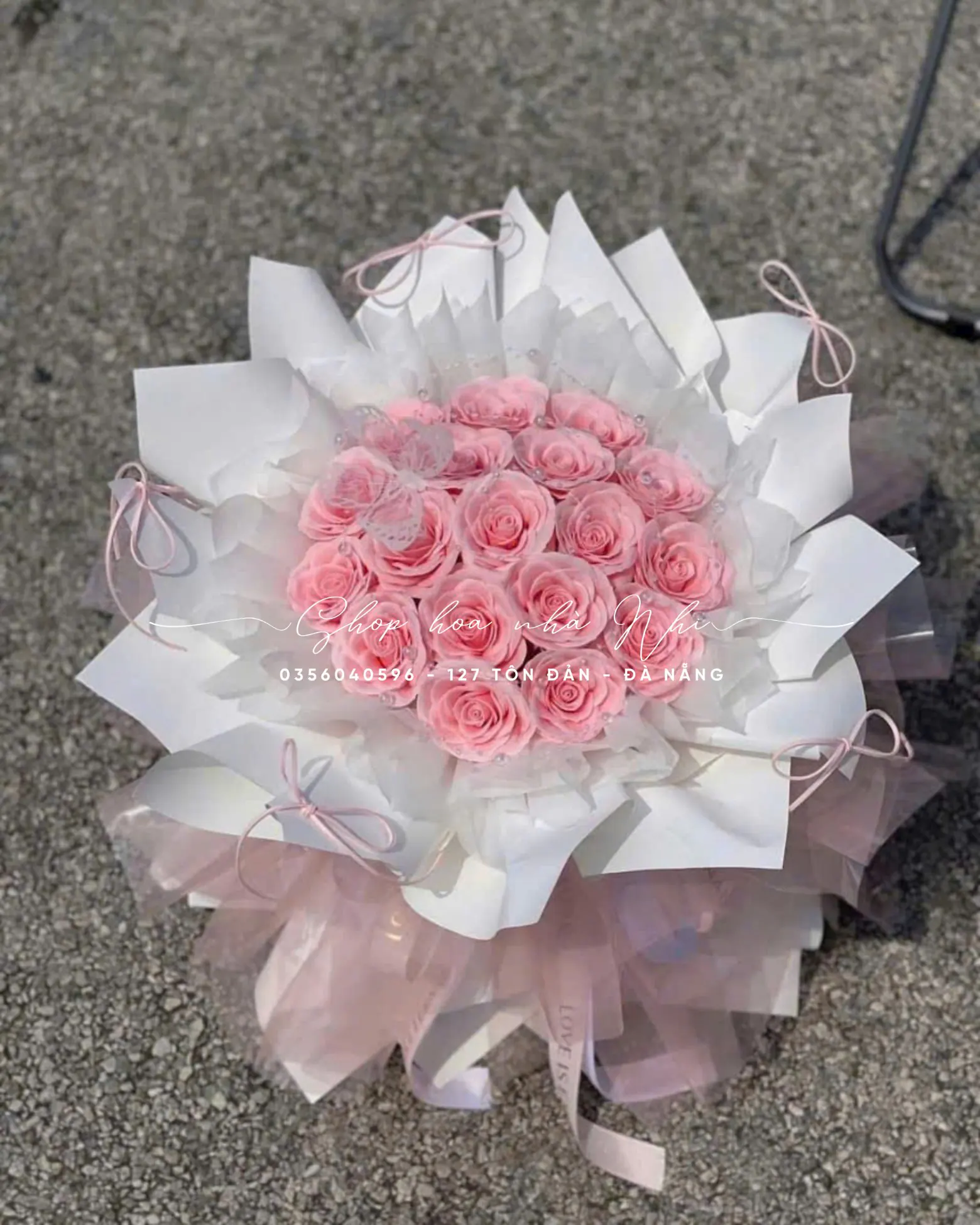 Ảnh 7 của Bó Hoa Hồng Trắng & Cúc Hồng & Hồng - Valentine