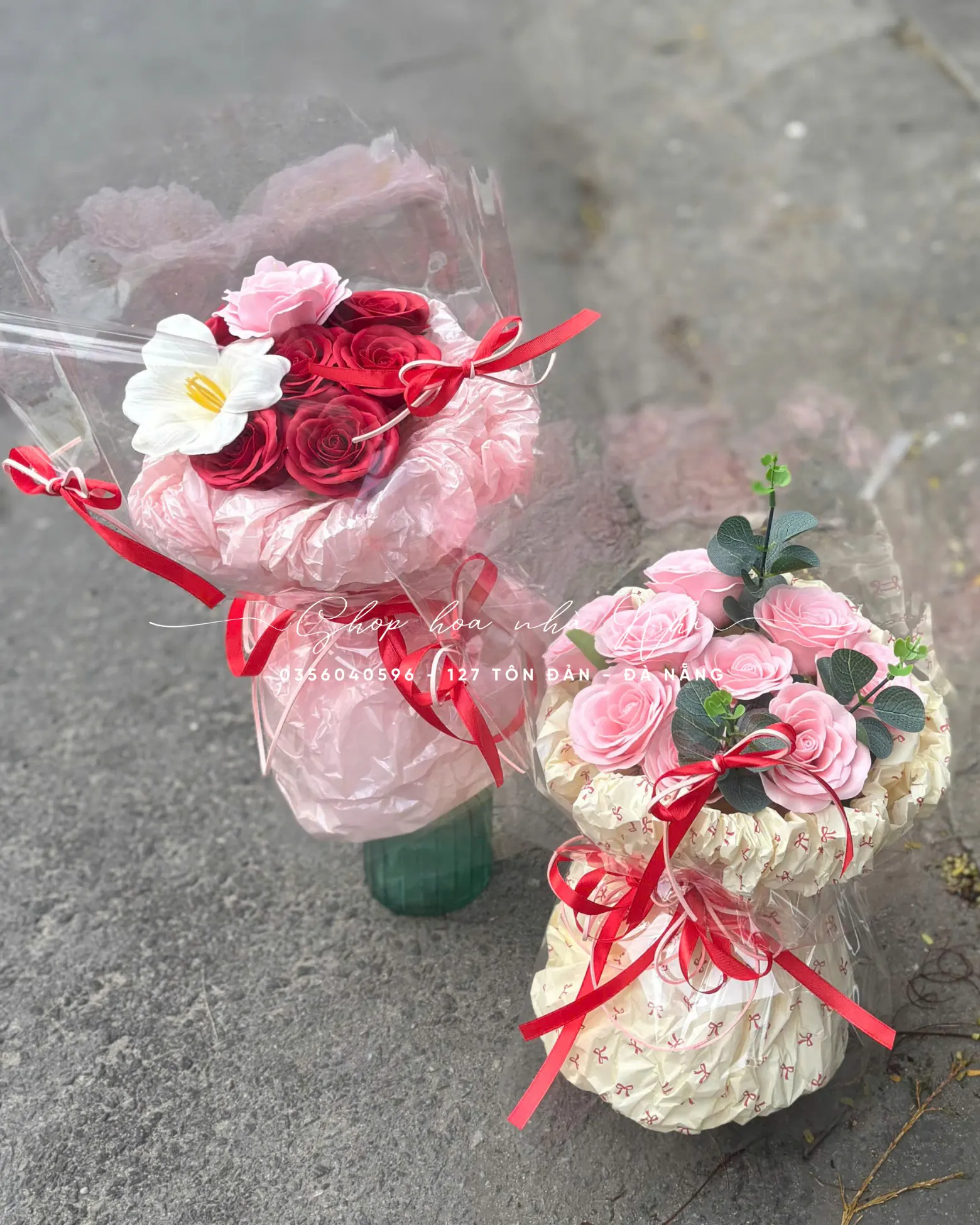 Ảnh 6 của Bó Hoa Hồng Trắng & Cúc Hồng & Hồng - Valentine