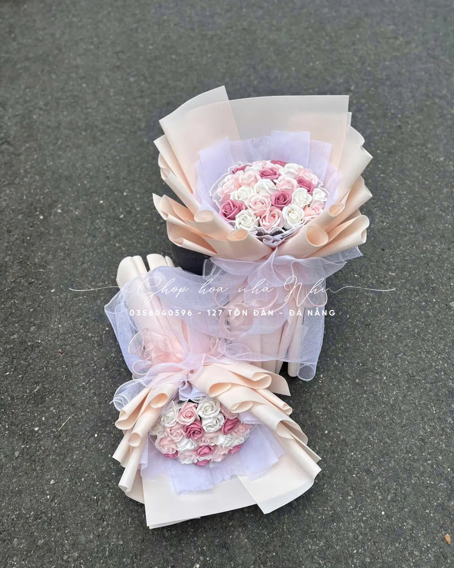 Ảnh 4 của Bó Hoa Hồng Trắng & Cúc Hồng & Hồng - Valentine