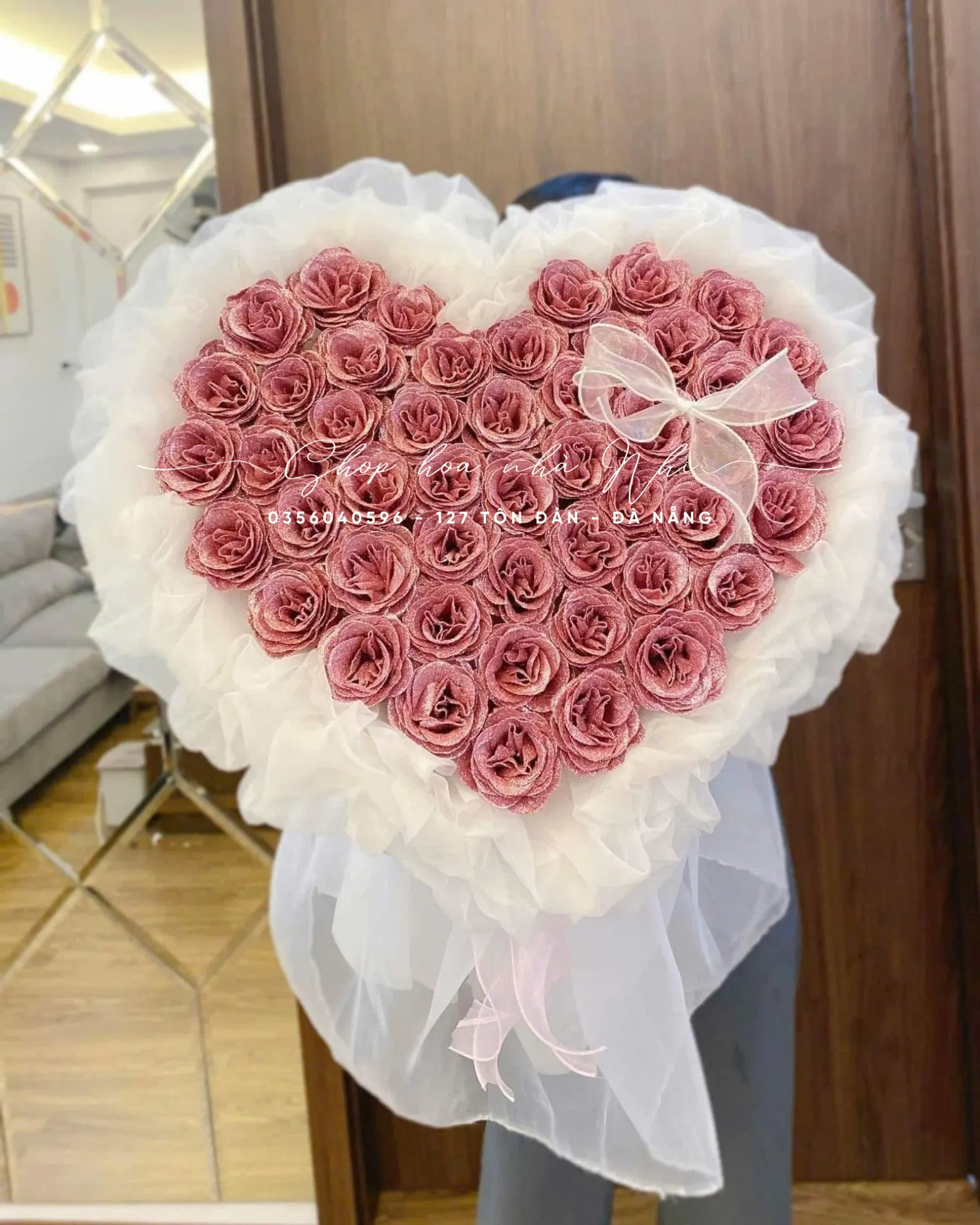 Ảnh chính của Bó Hoa Hình Trái Tim Hồng - Valentine