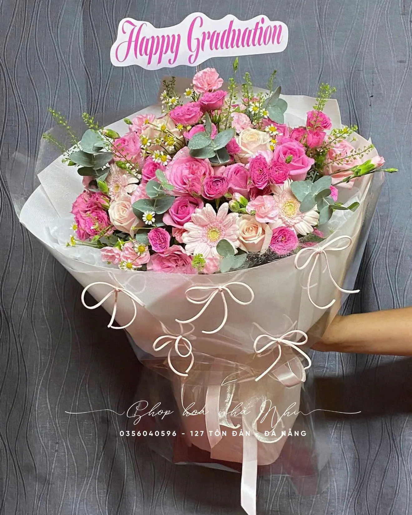 Ảnh 8 của Bó Hoa Hồng Phấn & Hồng & Cúc - Chúc Mừng
