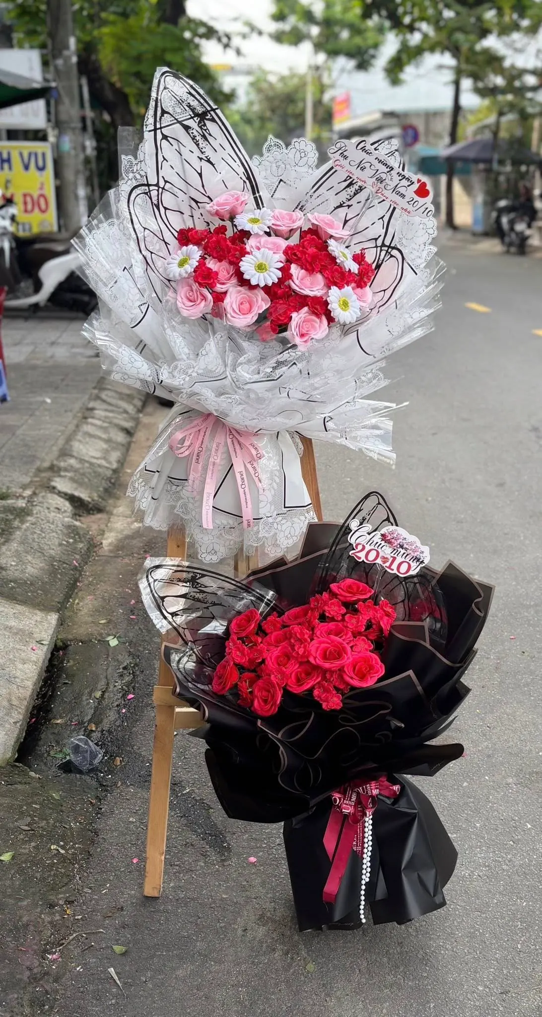 Bó Hoa Hồng Phấn & Hồng & Cúc - Chúc Mừng
