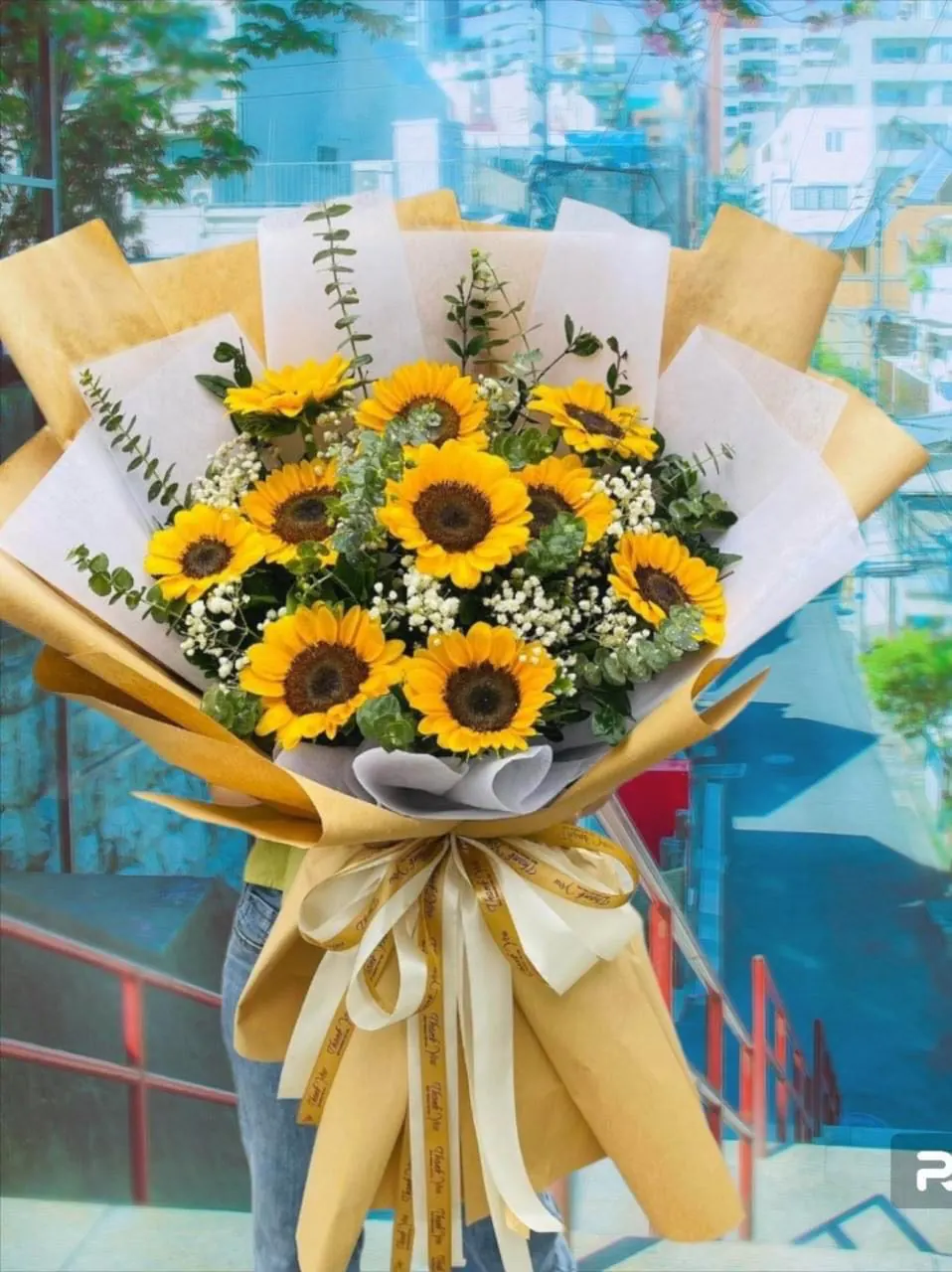 Ảnh 3 của Bó Hoa Hình Trái Tim Hồng Phấn & Hồng - Cảm Ơn