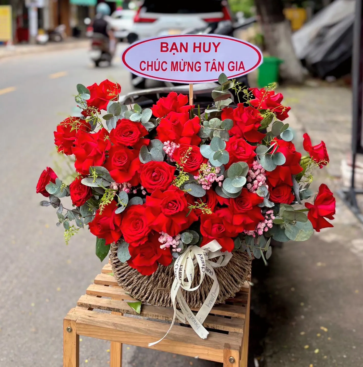 Ảnh chính của Giỏ Hoa Hồng Đỏ & Hoa Baby & Hồng - Chúc Mừng