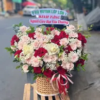 Ảnh 10 của Giỏ Hoa Hồng Đỏ & Hoa Baby & Hồng - Chúc Mừng