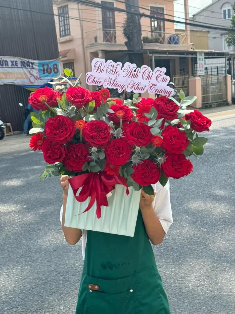 Ảnh 2 của Bó Hoa Hồng Phấn & Hồng & Gerbera - Khai Trương