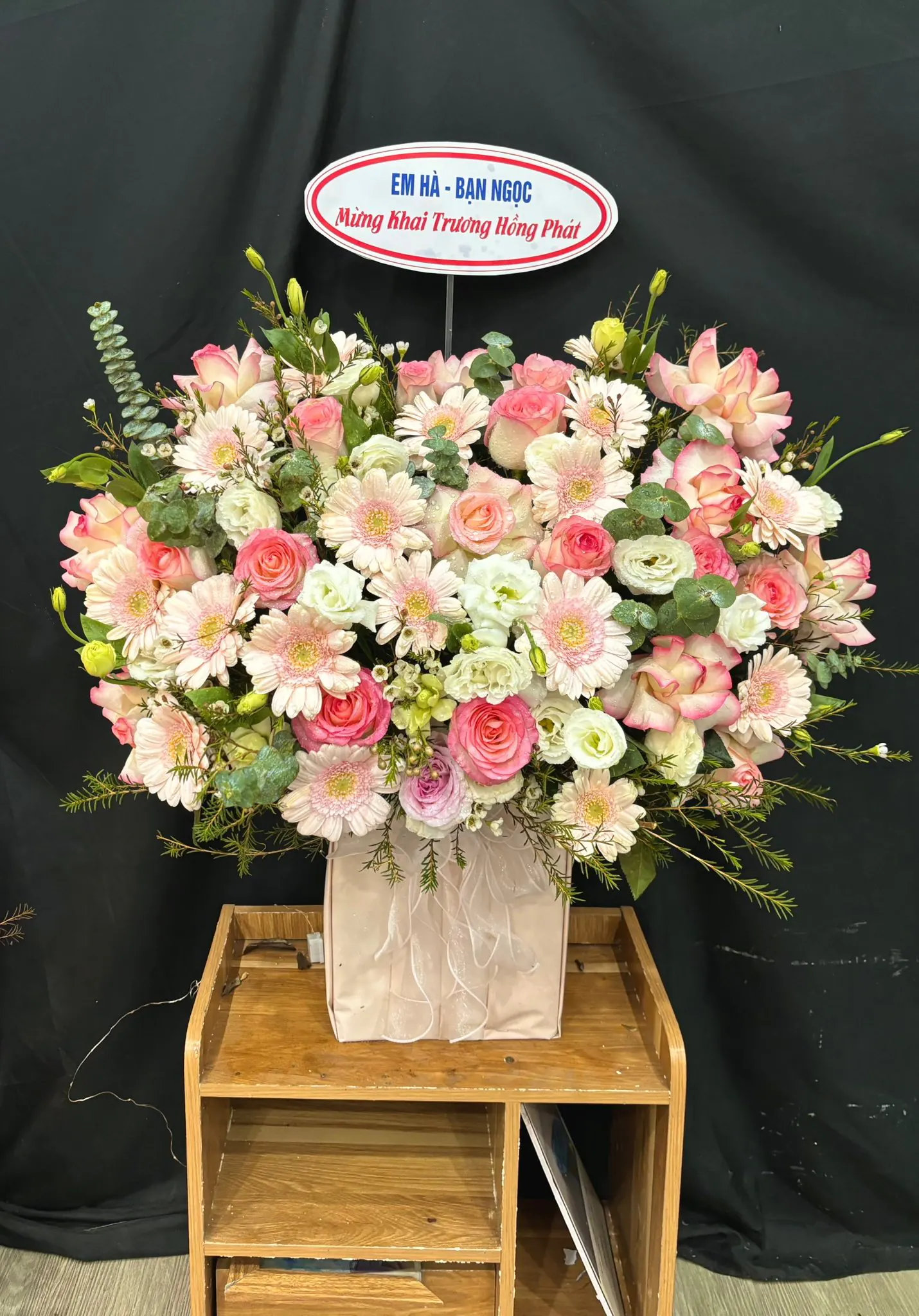 Ảnh chính của Bó Hoa Hồng Phấn & Hồng & Gerbera - Khai Trương