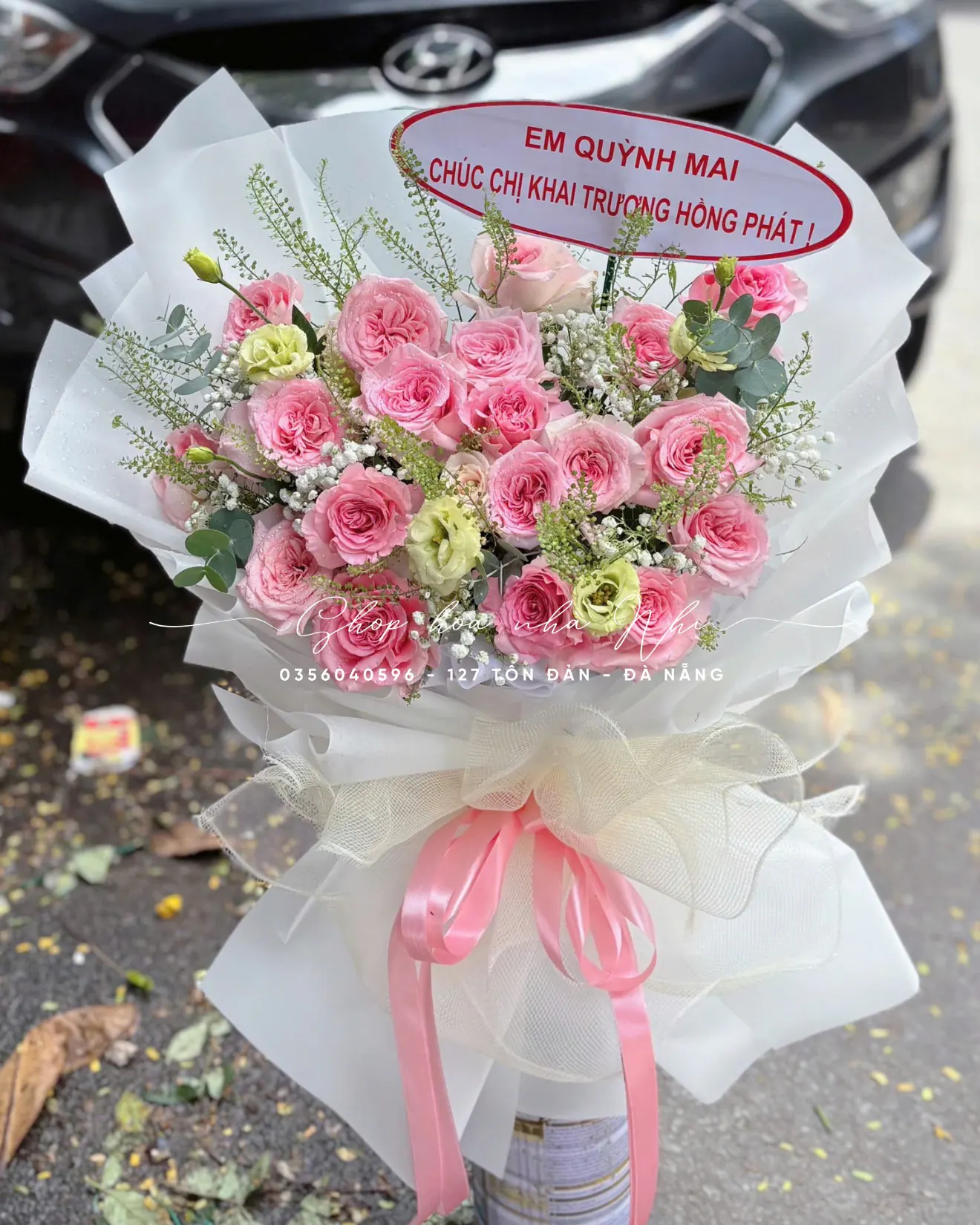 Ảnh 5 của Bó Hoa Hồng Phấn & Hồng & Gerbera - Khai Trương