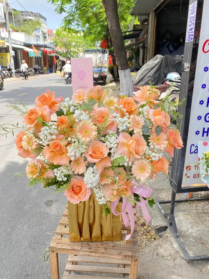 Bình Hoa Hoa Baby & Hồng & Cúc Họa Mi - Valentine